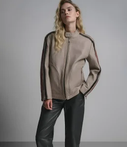 Sleek Motorcycle Outerwear with Zipper Closure for Day-to-Night Fashion