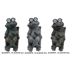 Fiber Clay Solar Frog Statues