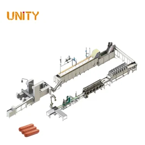 Full Automatic Sausage Meat Food Continuous Thermoforming Forming Packing Line Vacuum Sausage Machine Packaging Machine