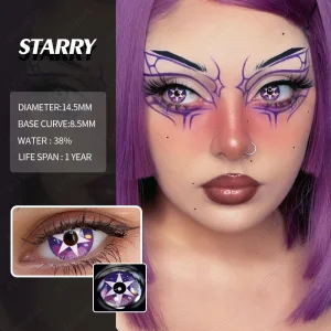 EYESHARE STARRY Purple Contact Lenses 14.5mm Base Curve 8.5mm 38%Water Yearly Disposal CE ISO Certified Model SY