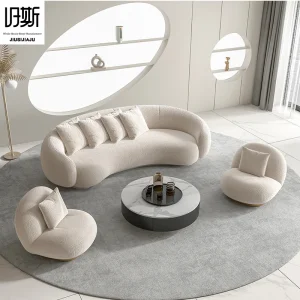 Italian Minimalist Silhouette Three Seat Curved Cashew Sofa Modern Sofa Set Sponge Filled Living Room Furniture