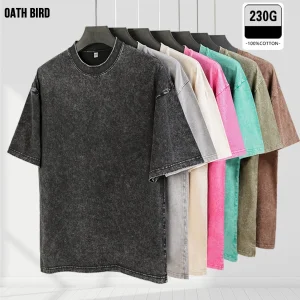 Wholesale Plain Blank Acid Washed Tshirt
