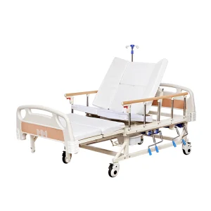 Space Saving Manual Folding Nursing Bed for Home Care with Transport Wheels