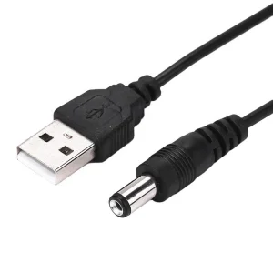 Universal Black USB to DC Power Cable 5.5*2.1mm Adapter 5V Charging Wire PVC Insulation Copper Conductor O. 5m