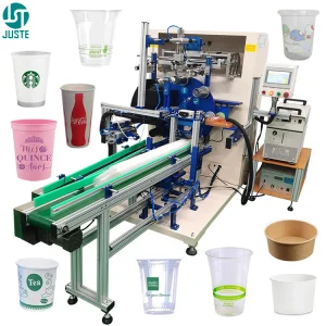 Spot Automatic Auto UV Screen Printing Machine Aluminum Custom Industrial Rotary System UV Varnish Screen Printer For Paper Cup