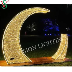 Ramadan Outdoor Decoration Crescent Moon Motif Lights for Shopping Mall