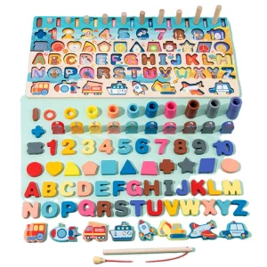 New Fishing Figure Shape Match Learning 3D Puzzle Board Game DIY Montessori Educational Math Sensory Toys for Kids