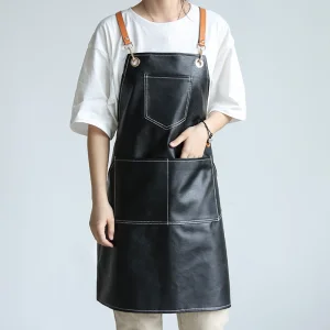 Custom Logo New Design High Quality Durable Leather BBQ Apron Work Tool Apron