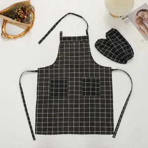 Hand-Wiping Waterproof Oil-Proof Kitchen Checkered Apron