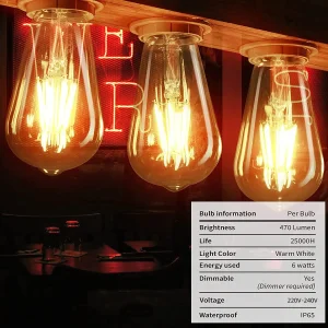 Vintage Edison LED Filament Bulb St64 for Stylish Home Lighting