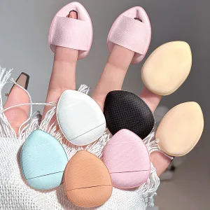 Wholesale Custom Portable Mini Finger Powder Puff Wet and Dry Soft Makeup Sponge
