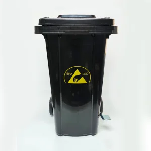 120L Estación de Desechos ESD Móvil con Tapa - Contenedor Conductivo de Alta Resistencia para la Eliminación Centralizada de Chatarra Electrónica y Saneamiento de Sala Limpia (Pedal de Pie y Antiodor)