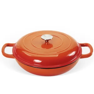 Chinese High Quality 30cm 12" 12 Inch 3.8qt 3.7qt 4quart Cast Iron Dutch Oven Casserole Shallow Pot Shallow Cast Iron Braiser Pan Pot with Stainless Steel Knob