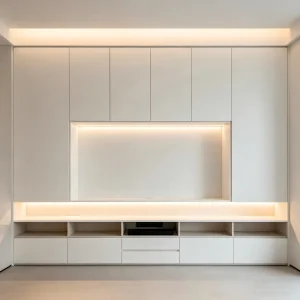 Floor-Standing Durable Anbangni / OEM Brand Available Wall Mounted Wood Media Console