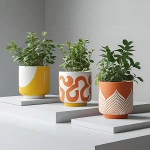Cheap Bohemian Color Block Pattern Ceramic Succulent Decor Flower Pot Set VDLK4655 Manufacturers, Factory