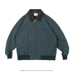 Men's Pre-Shrunk Coated Polyester Corduroy Lapel Jacket Winter Outerwear in Solid Colors Loose Canvas Tall Plus Size OEM Service