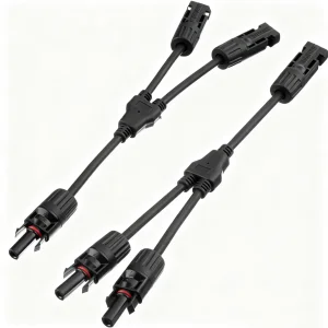Solar Panel Power Connectors Kit Y Branch Parallel PV Adapter Cable 2P MCX M/FF+F/MM Nylon Housing Durable Copper Contact
