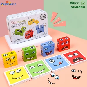 Montessori Wooden Face Changing Cube
