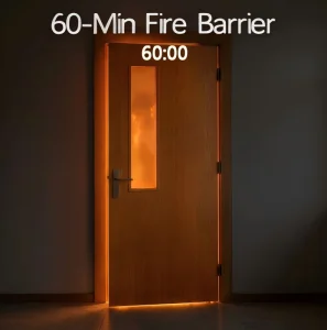 1H Fire Rated Door 46dB Soundproof Solid Wood Door Minimalist Slab Door for School