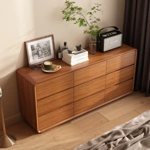Vintage Style Solid Wood Nine-Drawer Multifunctional Dresser Chest Bedroom Living Room Floor-Mounted Storage Cabinet