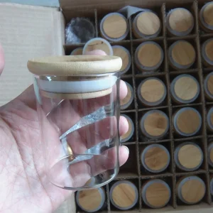 Glass jar with lid for flower packaging