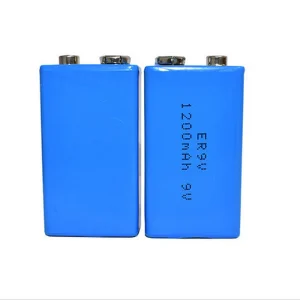 Non-Rechargeable 9V Size 1200mAh Primary Lisocl2 Lithium Batteries Er9V Battery for Sensors Smoke Alarm Detector