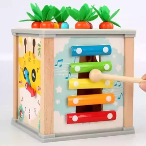 10-in-1 Wooden Activity Cube for Toddlers Montessori Toy Early Education Children Wooden Puzzle Toy Kids Birthday Toy Gift