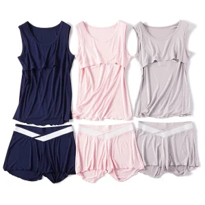 Home Suit Women's Maternity Nursing Set Sleeveless 2 Piece