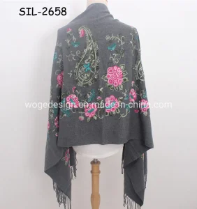 New Designer China Factory Vintage Women Cashmere Feeling Scarf Stole Winter Twill Boho Flower Embroidery Pashmina Shawl