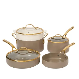 8 Piece Pots and Pans Heavy Duty Aluminum Premium PFA Free Ceramic Nonstick Cookware Set with Lid