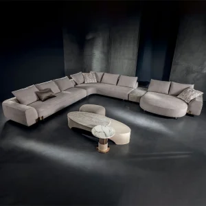 Luxury Modern L-Shaped Grey Fabric Sectional Sofa for Contemporary Living