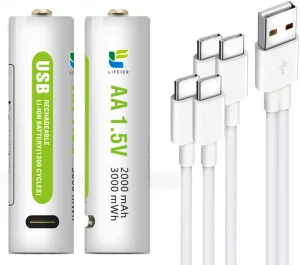 AAType C USB Rechargeable Battery Lithium Battery