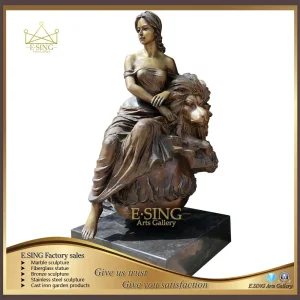 Factory Direct Sale Garden Indoor Home Decor Bronze Sculpture Metal Lion Lady Sculpture