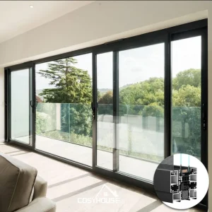 Custom Energy-Efficient Weather-Resistant Aluminum Sliding Patio Door Smart Minimalist Black Frame Sliding Door with Automation