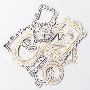 Custom Gold Stamping Design Die-Cut Chipboard Frames Scrapbooking DIY Paper Craft Decorated Frame
