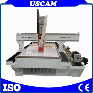 4X8 Atc CNC Router with Rotary Device for Cylinder Engraving and Carving Columns, Pillars, Chair Legs,MDF Plate Wood Furniture Engraving Carving Cutting Machine