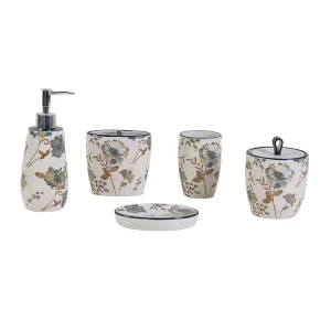 Wholesale Vintage Blue Floral - Patterned Ceramic Bathroom Accessory Set Manufacturers, Suppliers