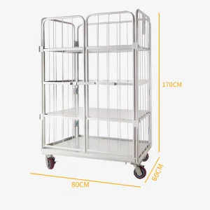 Galvanized Nestable Collapsible Metal Welded Steel Roll Container for Warehouse