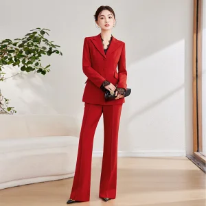 High-end Lace Splicing Velour Anti-Wrinkle Women's Designer Suit Set