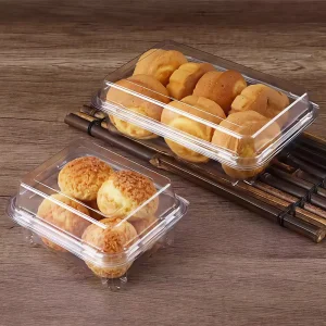 Pet Plastic Disposable Sealing Safe Box for Puff Pastry Dessert Packaging