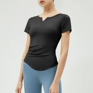 Fashion Design Quick Dry Woman Short Sleeve Active Wear Yoga Tops Comfortable Workout Gym T Shirt Sports Apparel