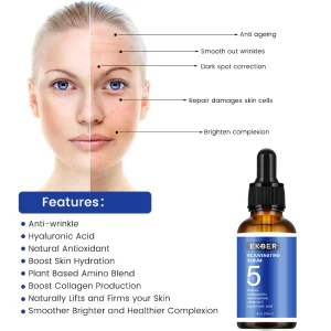 Suero Facial Antienvejecimiento Orgánico Retinol Astaxantina Niacinamida Vitamina C Ácido Hialurónico Cara 5 en 1 Suero