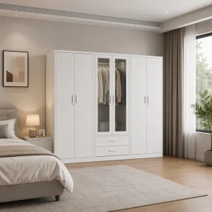 Metal Printed Closet Wardrobe Sliding Door Modern Wardrobe Closest Cabinet Hostel Locker Wardrobe Almari Besi with Mirror