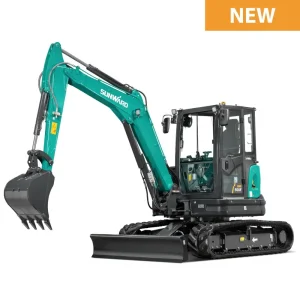 Compact Mini Excavator Swe50UF 5 Ton Zero-Tail Swing Constrained Space D1803-T Engine Bucket Capacity of 0.14 M3 Comfortable Seat 7-Inch Color Touchscreen