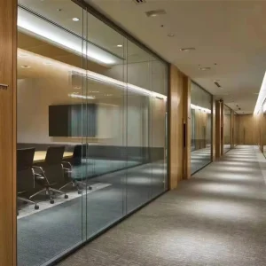 Aluminium Framed Room Divider Glass Partition Wall No Screws for Bathroom Office Commercial Meeting Room