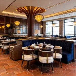 Modern Luxury Restaurant Furniture Half Circle Restaurant Booth Chair with Round Table Customized for Chinese Restaurant Hotel