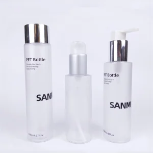 Plastic Bottles 100ml 120ml 150ml Pet Boston Round Bottles with Alum Lotion Pumps &amp; Treatment Pumps