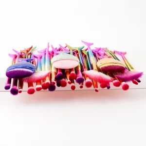 Mermaid Colorful Makeup Brush Set, 11PCS Make up Foundation Eyebrow Eyeliner Blush Cosmetic Concealer Brushes