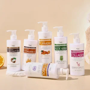 TWG RTS Hot Selling Retinol Collagen Body Lotion Brightening Moisturizing Body Lotion Turmeric Vitamine C Whitening Body Lotion