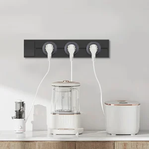 Touchmi 40cm/50cm Track Socket ,Rail Track with Switch 32A Movable Outlets EU Socket with Light Easy-Install Track Socket